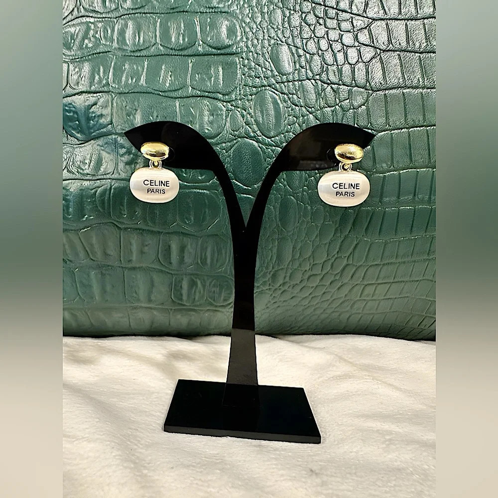 Luxury etched titanium steel drop earrings w/Box